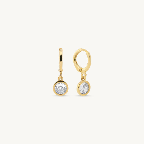 Delia Huggie Pendant Earrings in multiple finishes