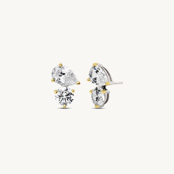 Vera Multistone Stud Earrings in sterling silver and 14k gold
