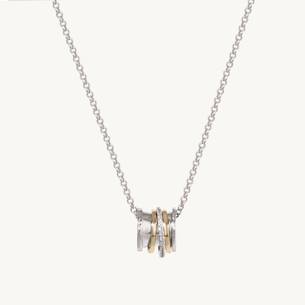 Aria Spinner Necklace in sterling silver and 14k gold