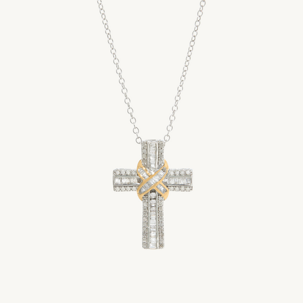 Eve Cross Necklace in sterling silver and 14k gold filled