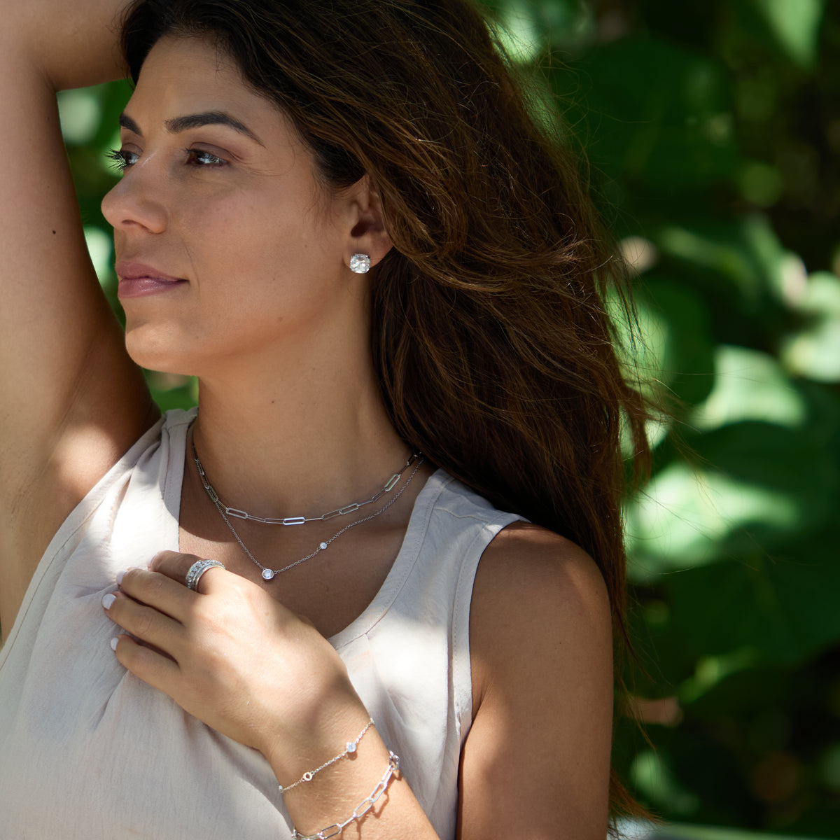 Silver jewelry set shown to help choose between gold, silver or mixed metal two-tone jewelry