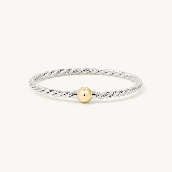 Coastal Twist Ball Bracelet in Sterling Silver with 14k Gold Filled Ball, Ideaure listing photo