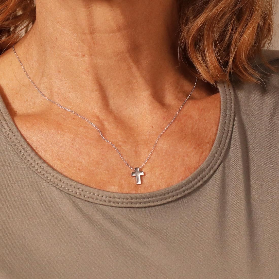 Leona Cross Necklace in sterling silver, view 4