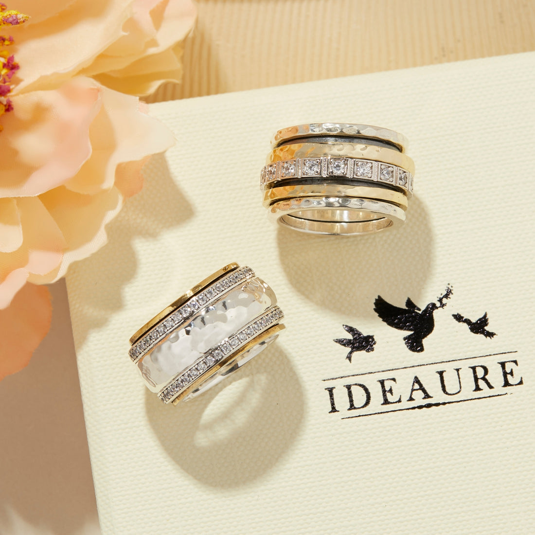 Bella Spinner Ring in sterling silver and 14k gold, view 5