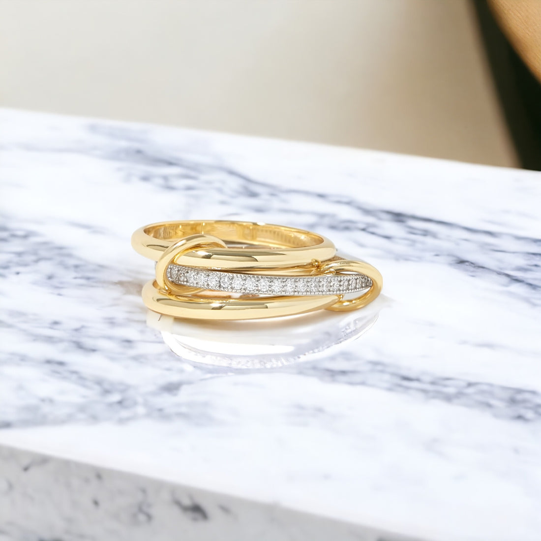 Bellanca Spinner Ring in 14k gold filled and sterling silver – interlocking ring, Spinelli Kilcollin dupe, Sonny ring dupe