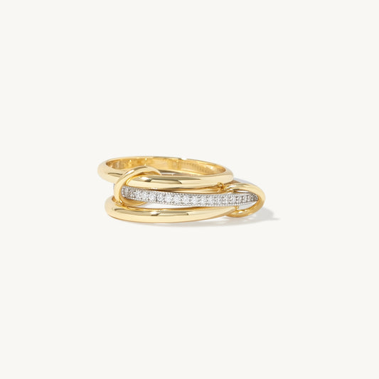 Interlocking Ring, Spinelli Dupe, Spinelli Kilcollin Dupe, Two Tone Ring, Jump Ring, Sonny Ring Dupe, CZ Ring, 925 Sterling Silver, 14k Gold, Yellow Gold