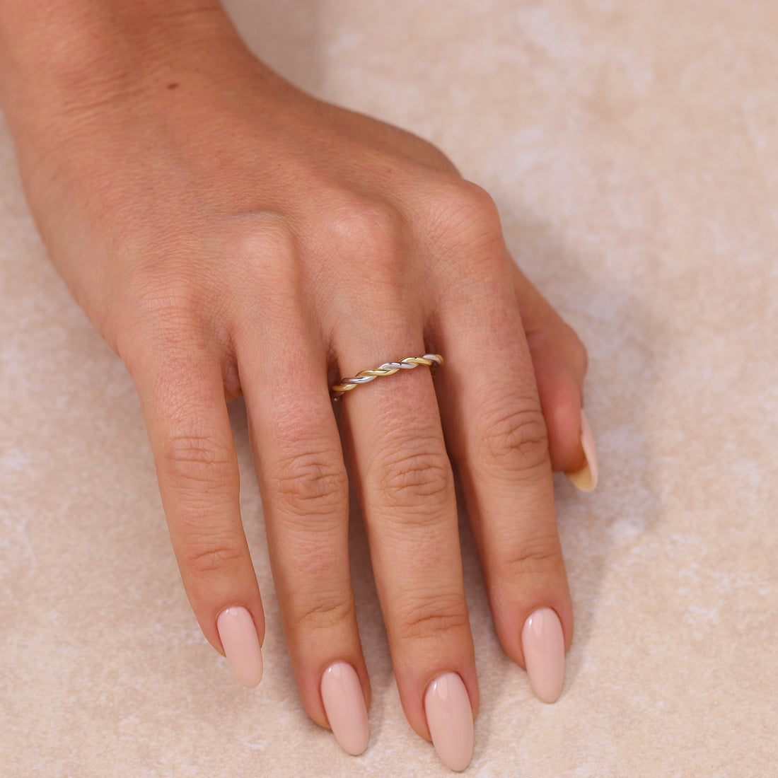 Diletta Twist Ring in sterling silver and 14k gold, view 5