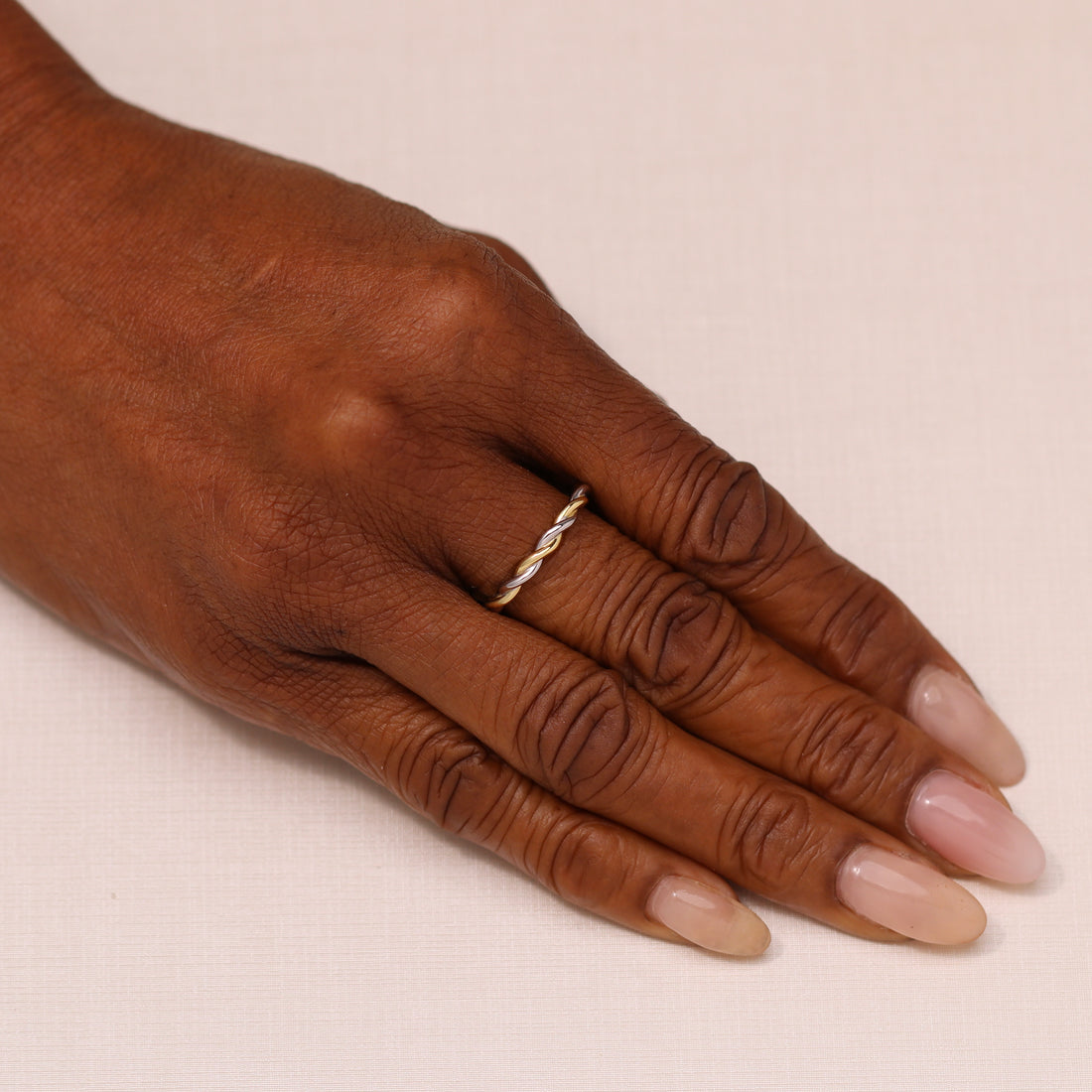 Diletta Twist Ring in sterling silver and 14k gold, view 4