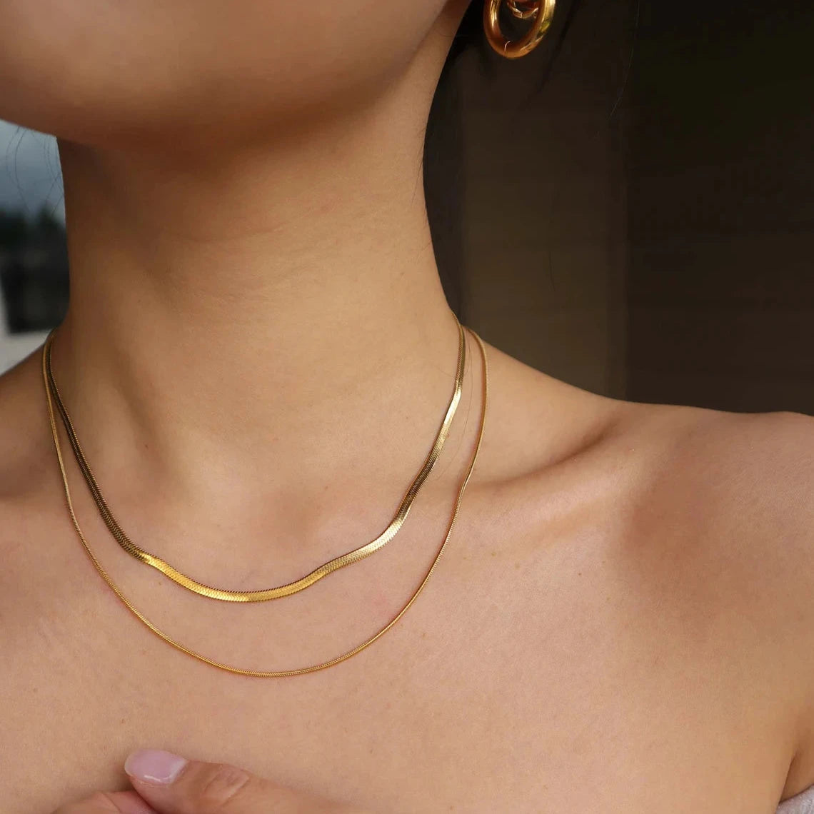 The Essential Herringbone Necklace Layering Set