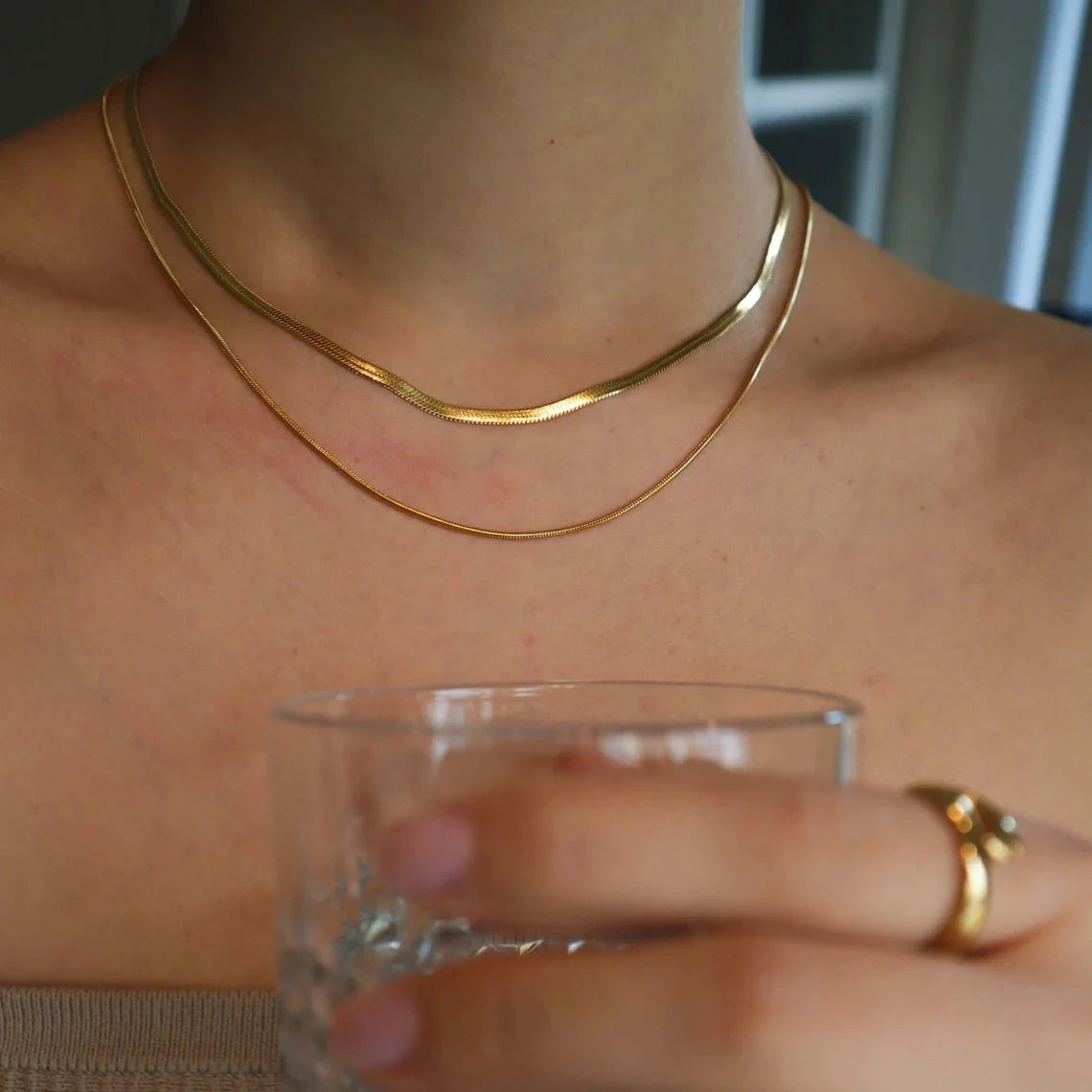 The Essential Herringbone Necklace Layering Set