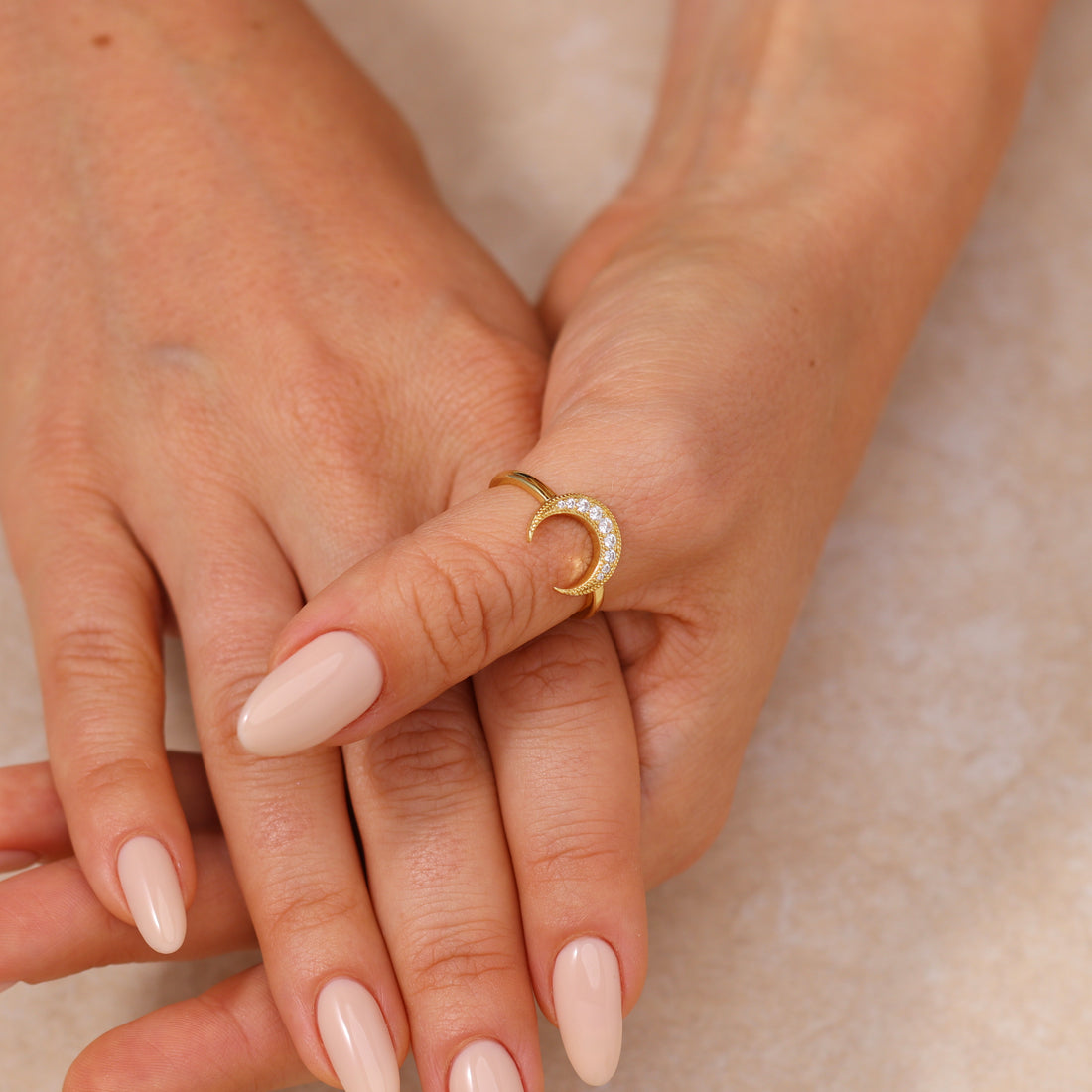 Leila Moon Ring in 14k gold filled, view 5