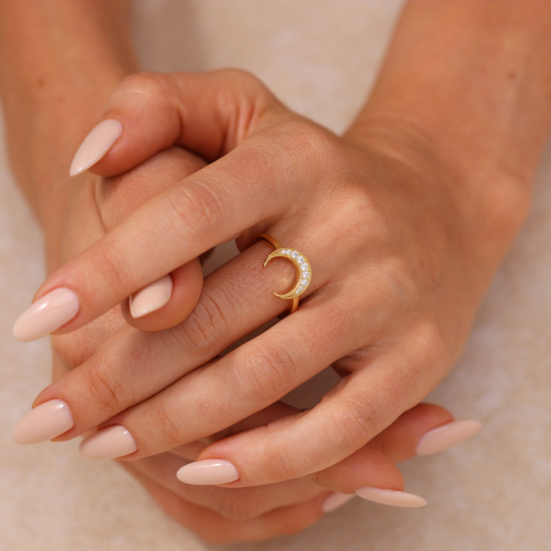 Leila Moon Ring in 14k gold filled, view 2
