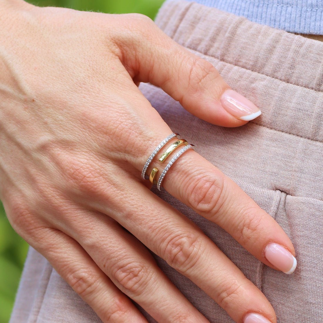 Lotte Gemstone Ring in sterling silver and 14k gold, view 2