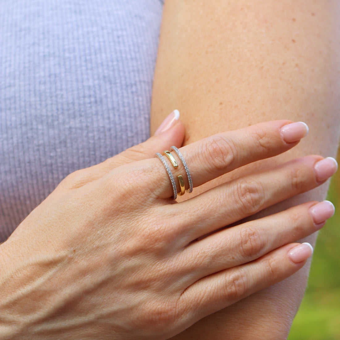 Lotte Gemstone Ring in sterling silver and 14k gold, view 7