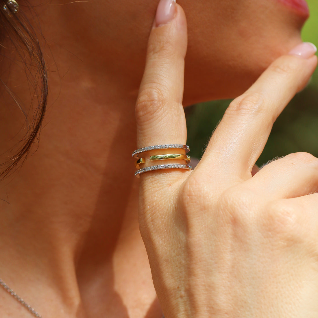 Lotte Gemstone Ring in sterling silver and 14k gold, view 8