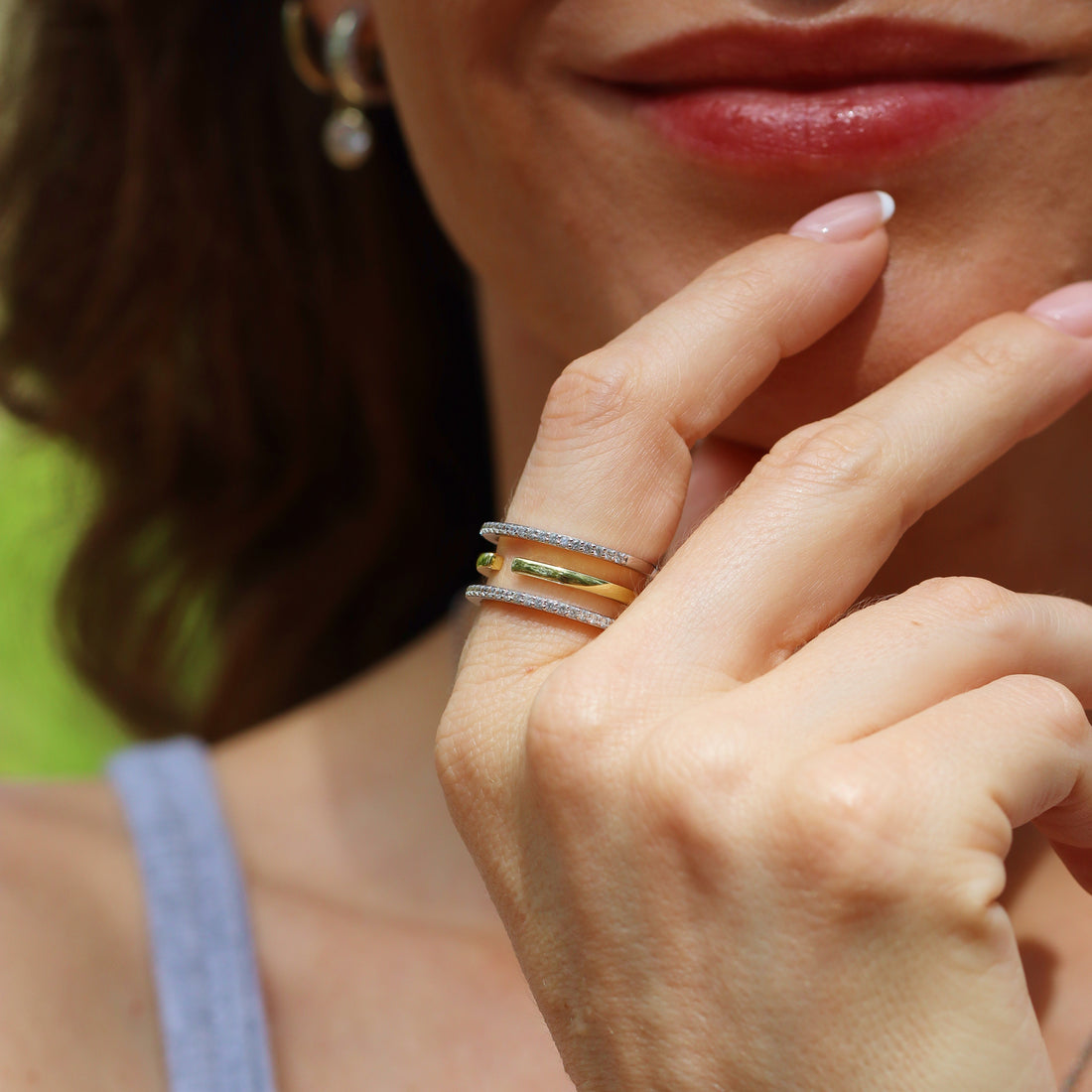 Lotte Gemstone Ring in sterling silver and 14k gold, view 4