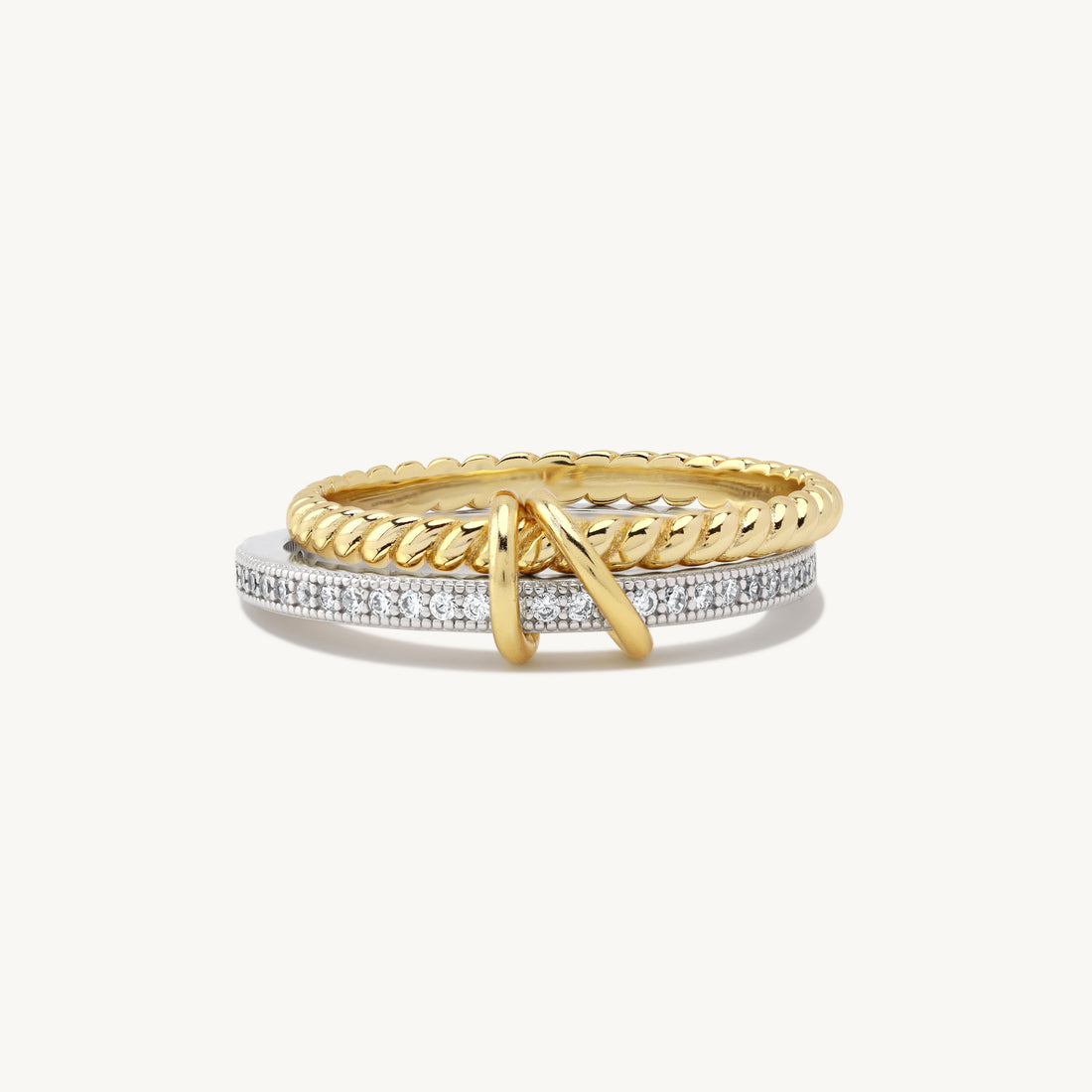 Bellanca Roped Dual Band Spinner Ring in 14k gold, view 3