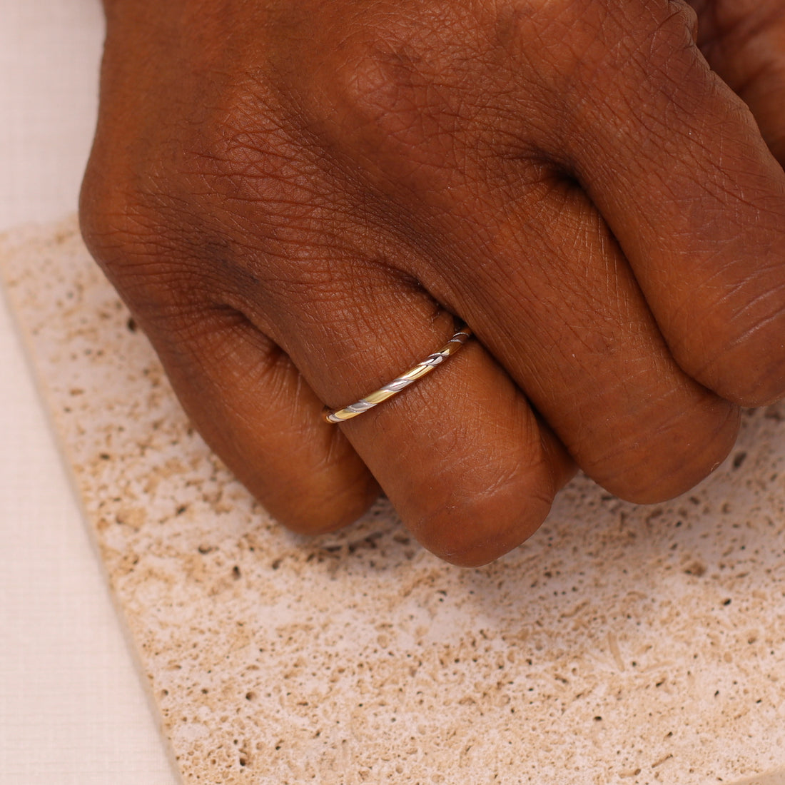 Verna Twist Ring in sterling silver and 14k gold, view 4