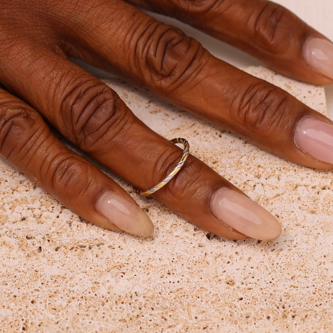 Verna Twist Ring in sterling silver and 14k gold, view 5