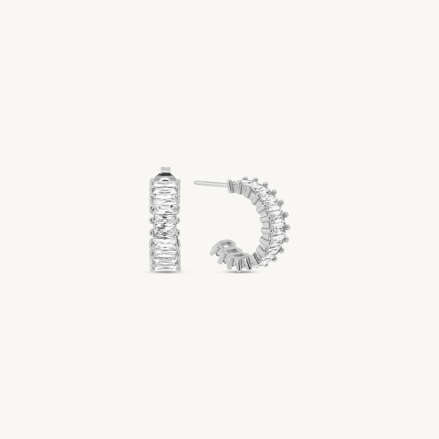 Xenia Baguette Open Hoop Earrings