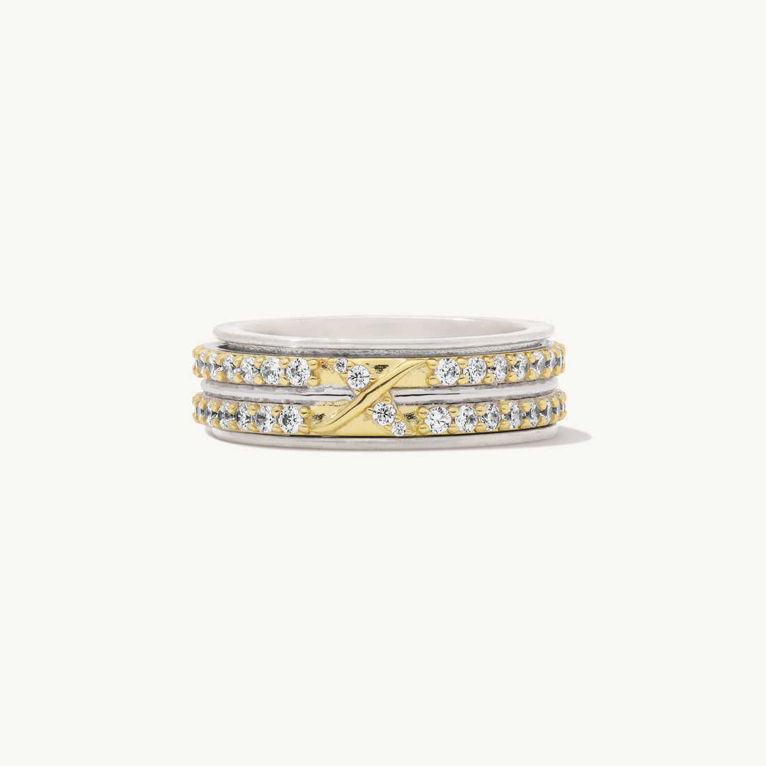Xenia Spinner Ring in sterling silver and 14k gold