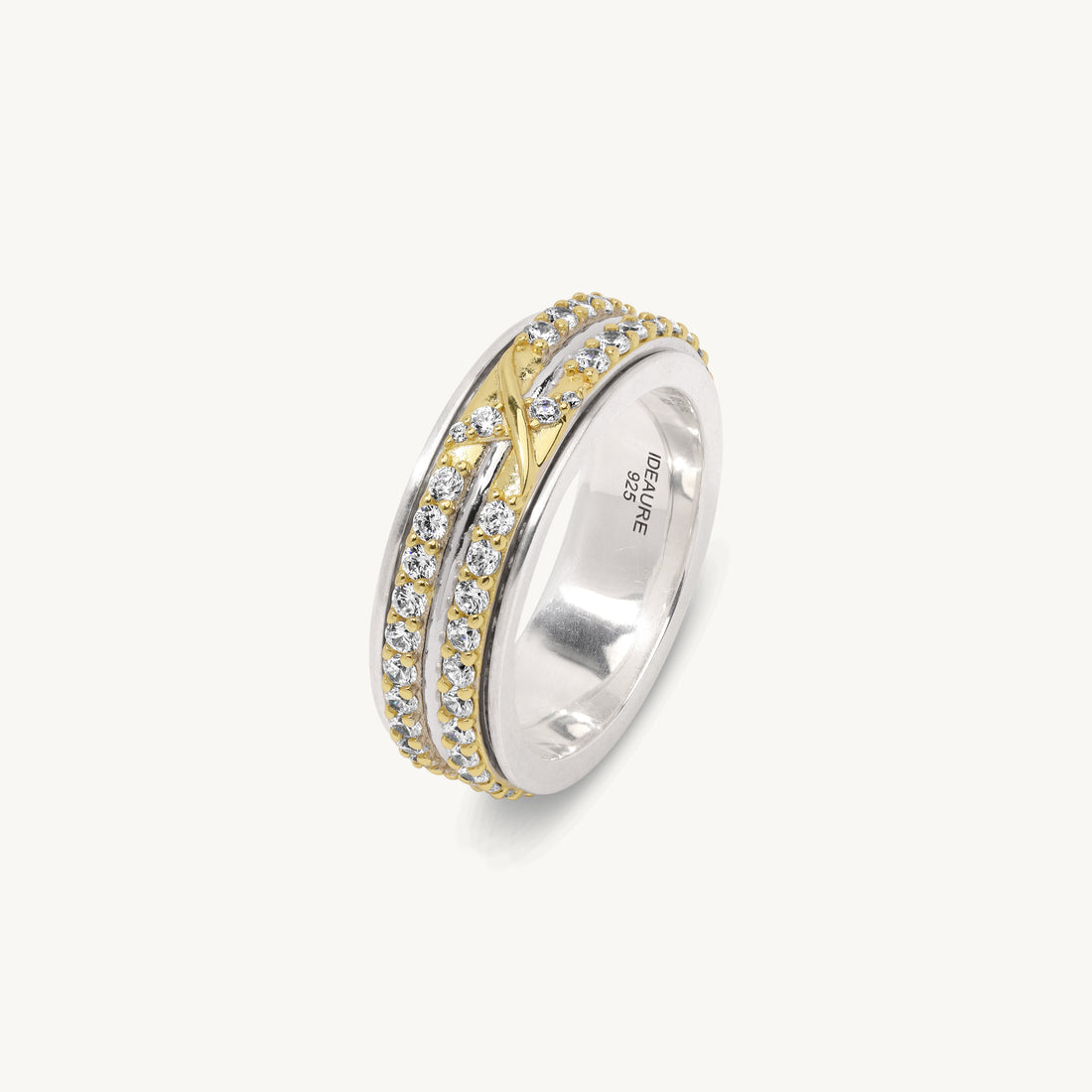 Xenia Spinner Ring in sterling silver and 14k gold, view 3