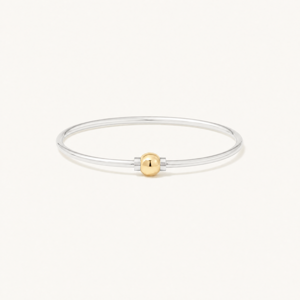 Coastal Ball Bracelet in Sterling Silver with 14k Gold Filled Ball, Ideaure listing photo