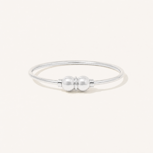 Coastal Double Ball Bracelet in All Sterling Silver, Ideaure listing photo
