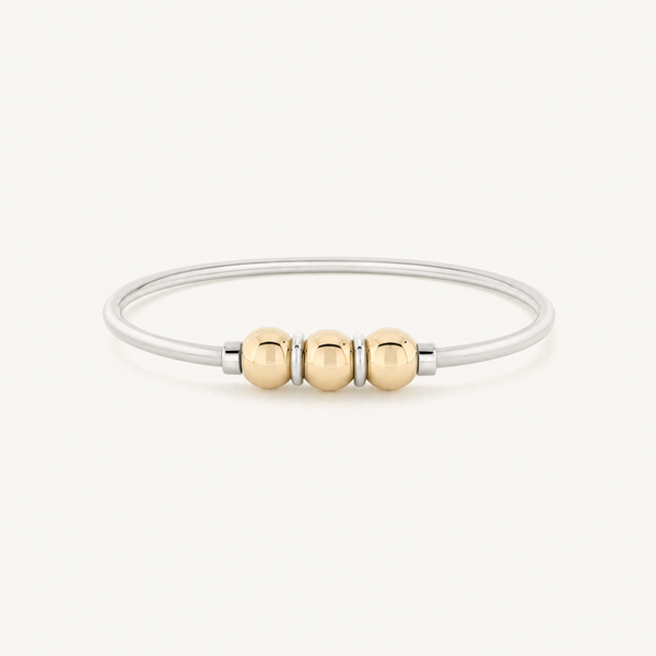 Coastal Triple Ball Bracelet in Sterling Silver with 14k Gold Filled Balls, Ideaure listing photo