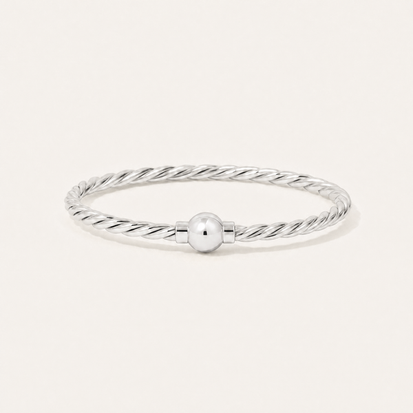 Coastal Twist Ball Bracelet in All Sterling Silver, Ideaure listing photo