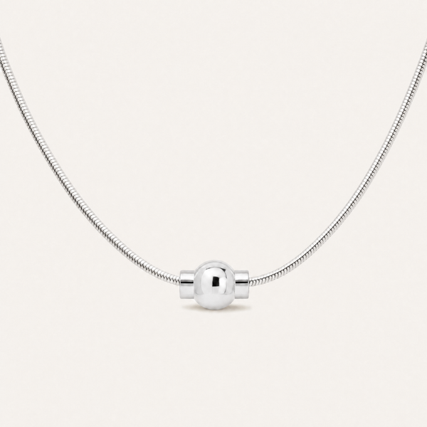 Coastal Ball Necklace in All Sterling Silver, Ideaure listing photo
