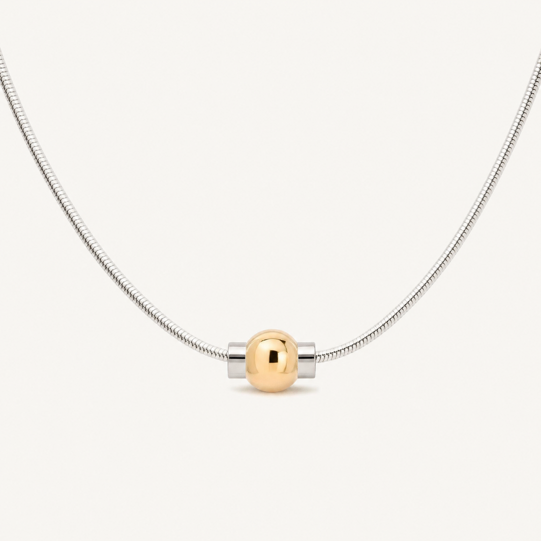 Coastal Ball Necklace in Sterling Silver with 14k Gold Filled Ball, Ideaure listing photo