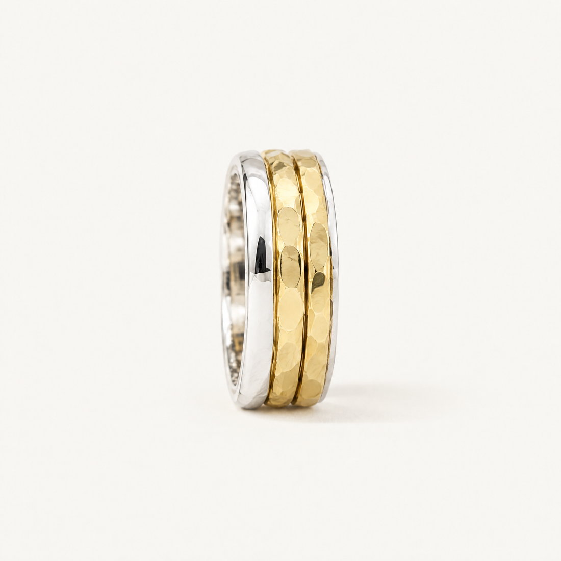 Hammered Four Band Stack Ring, side profile