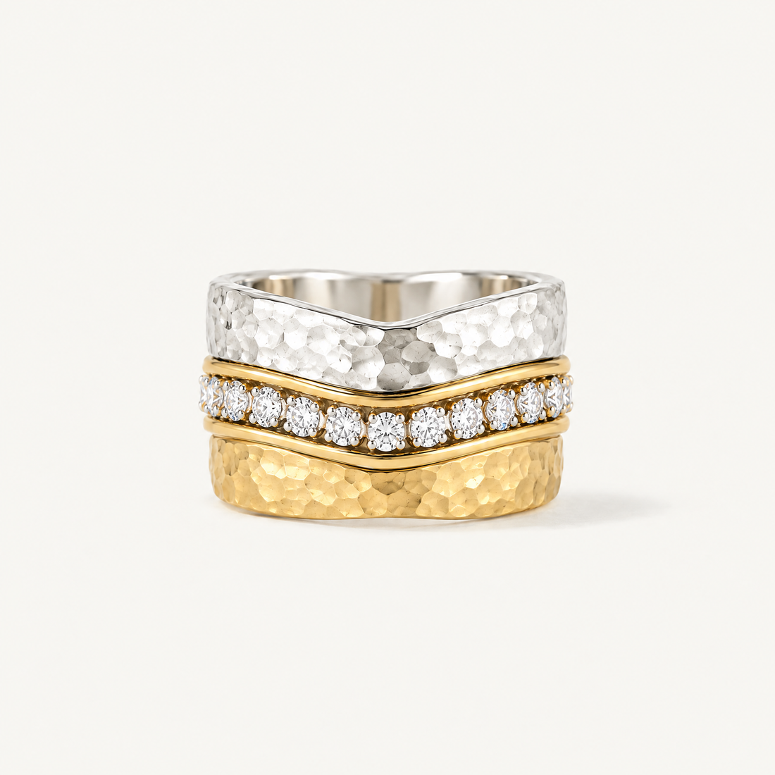 Ripple Hammered Wave Ring, side view