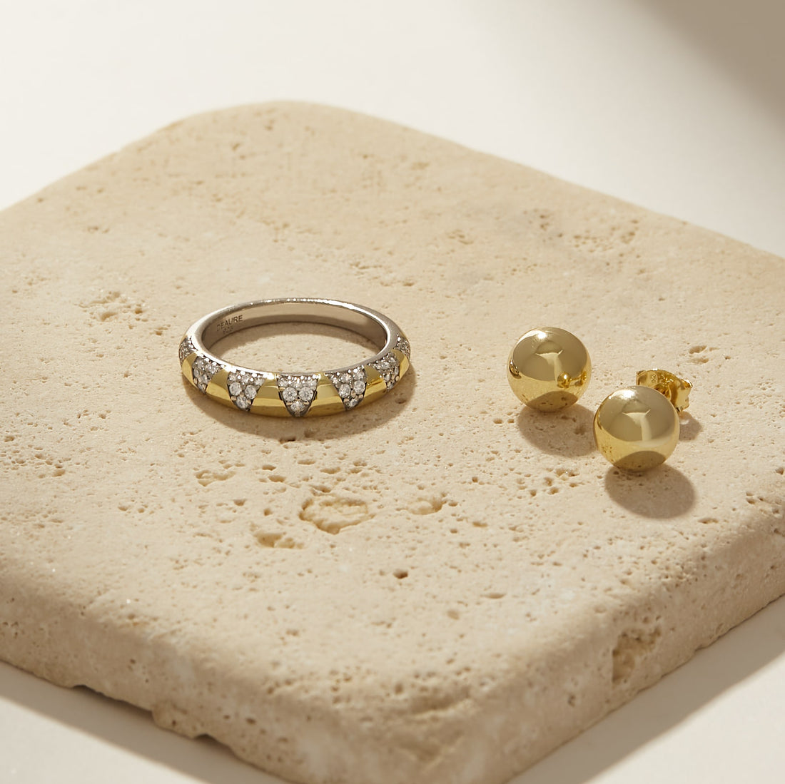 Bruna Gemstone Ring in sterling silver and 14k gold, view 2