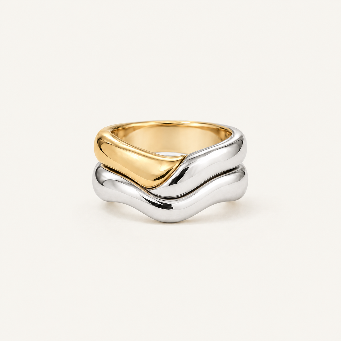 Polished Wave Stack Ring, side profile