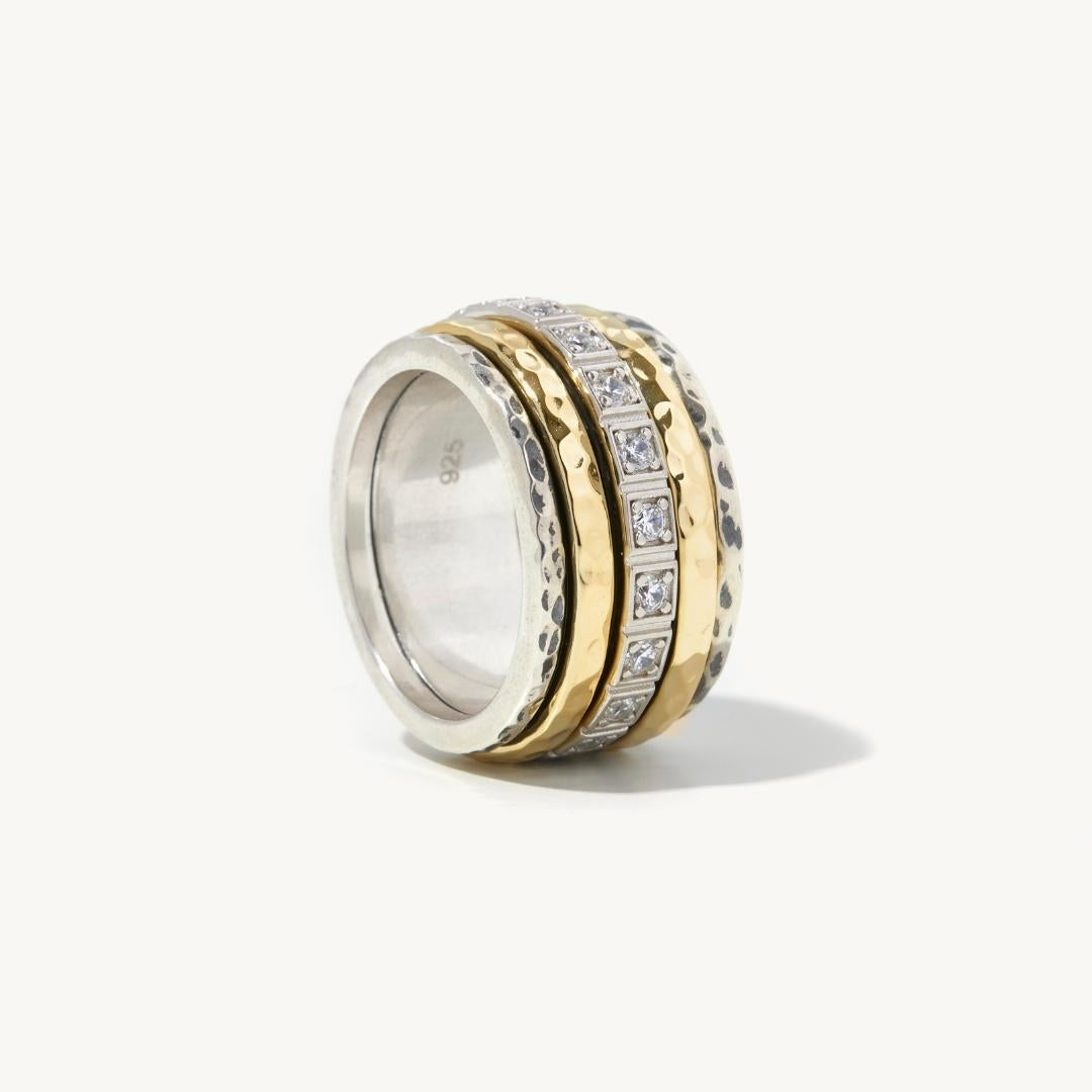 Romina Spinner Ring in sterling silver and 14k gold, view 3