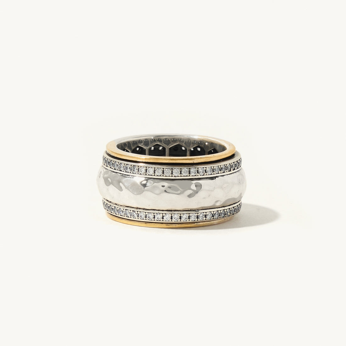 Bella Spinner Ring in sterling silver and 14k gold, view 3