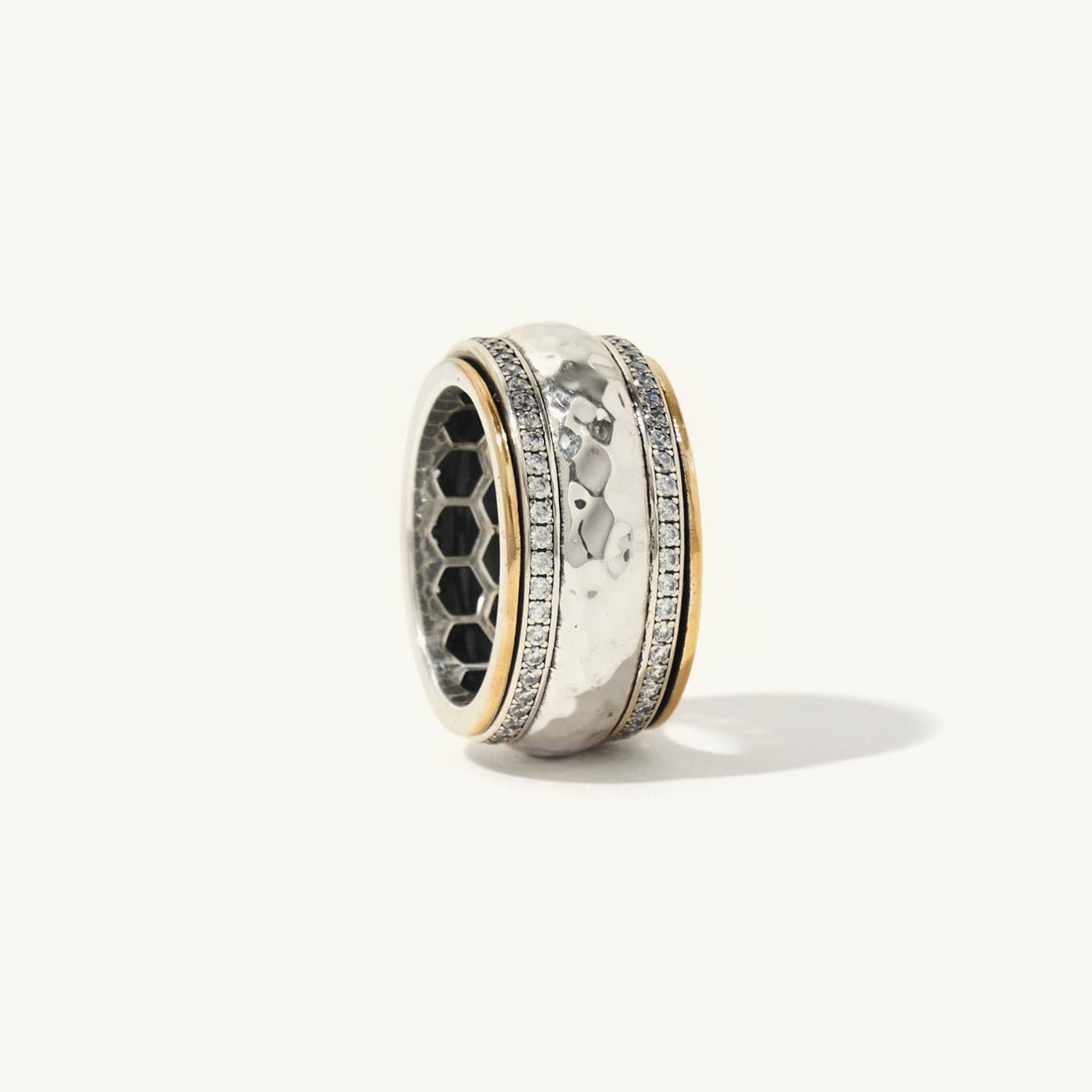 Bella Spinner Ring in sterling silver and 14k gold