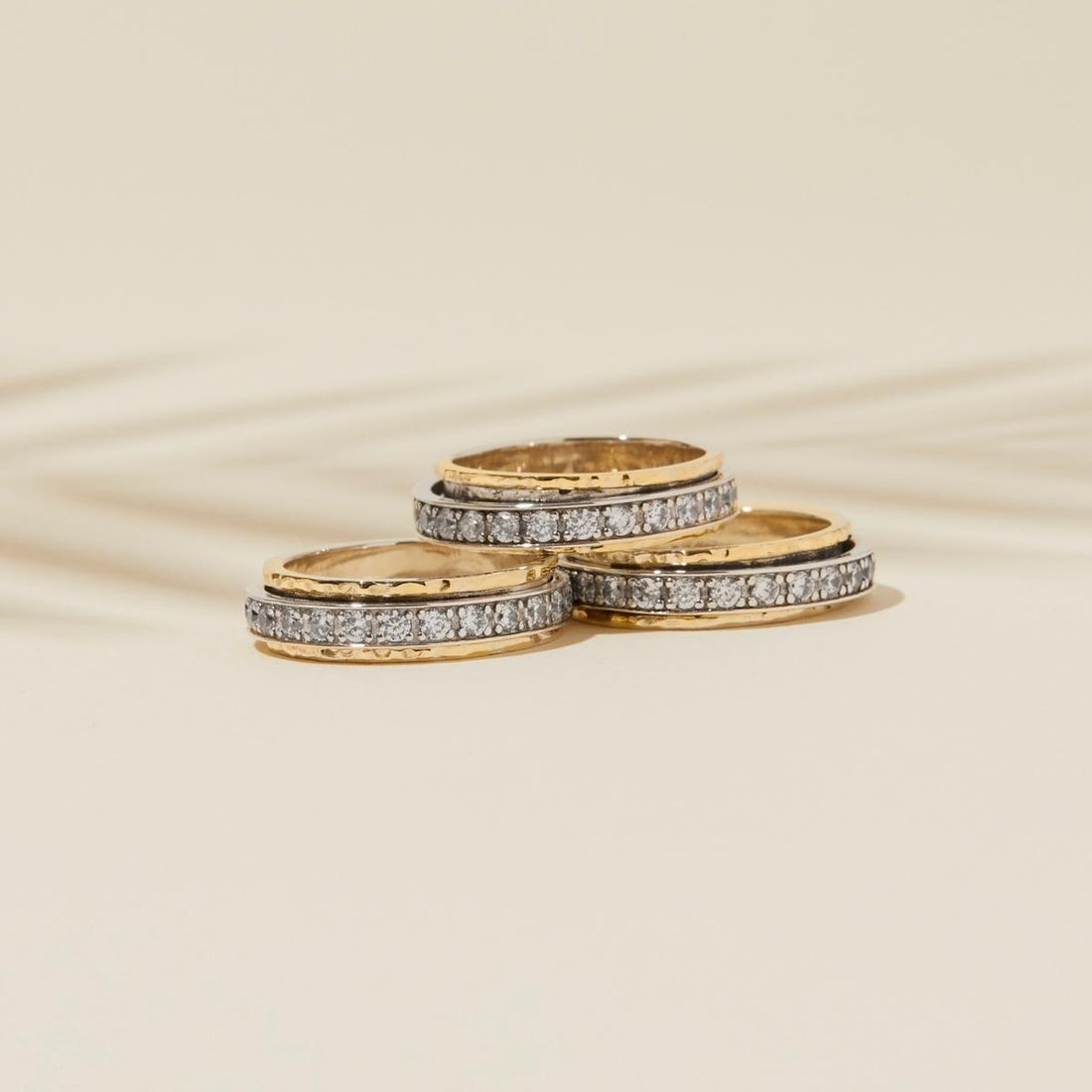Zola Spinner Ring in sterling silver and 14k gold, view 3