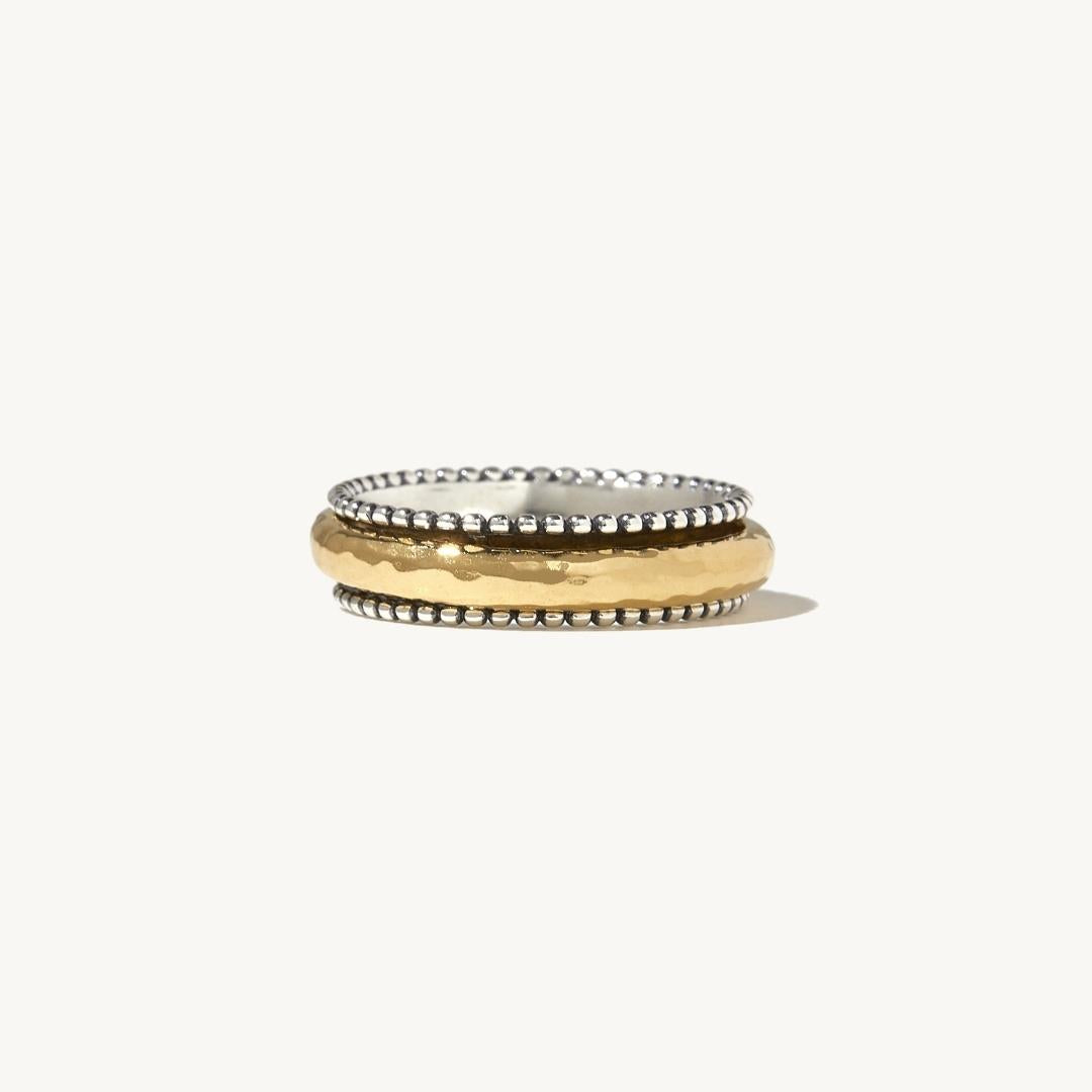 Emma Spinner Ring in sterling silver and 14k gold
