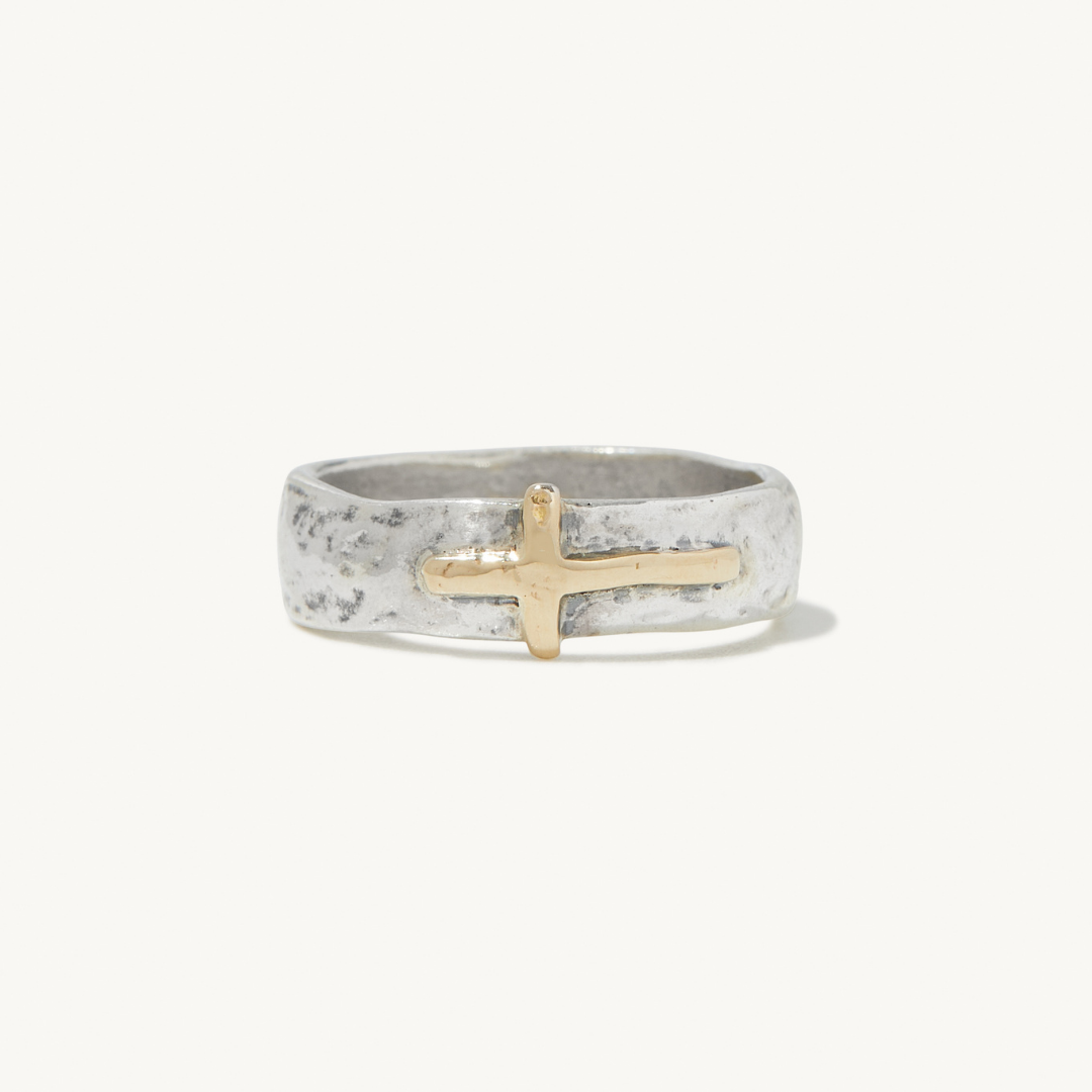 Rayna Cross Ring in sterling silver and 14k gold